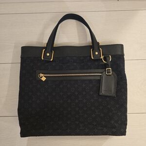 Louis Vuitton Black/dark Navy Canvas Tote with Gold Hardware